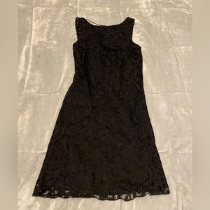 Versus Versace Black Lace Scoop Neckline Dress size 24 XS Open Back w/ Chain